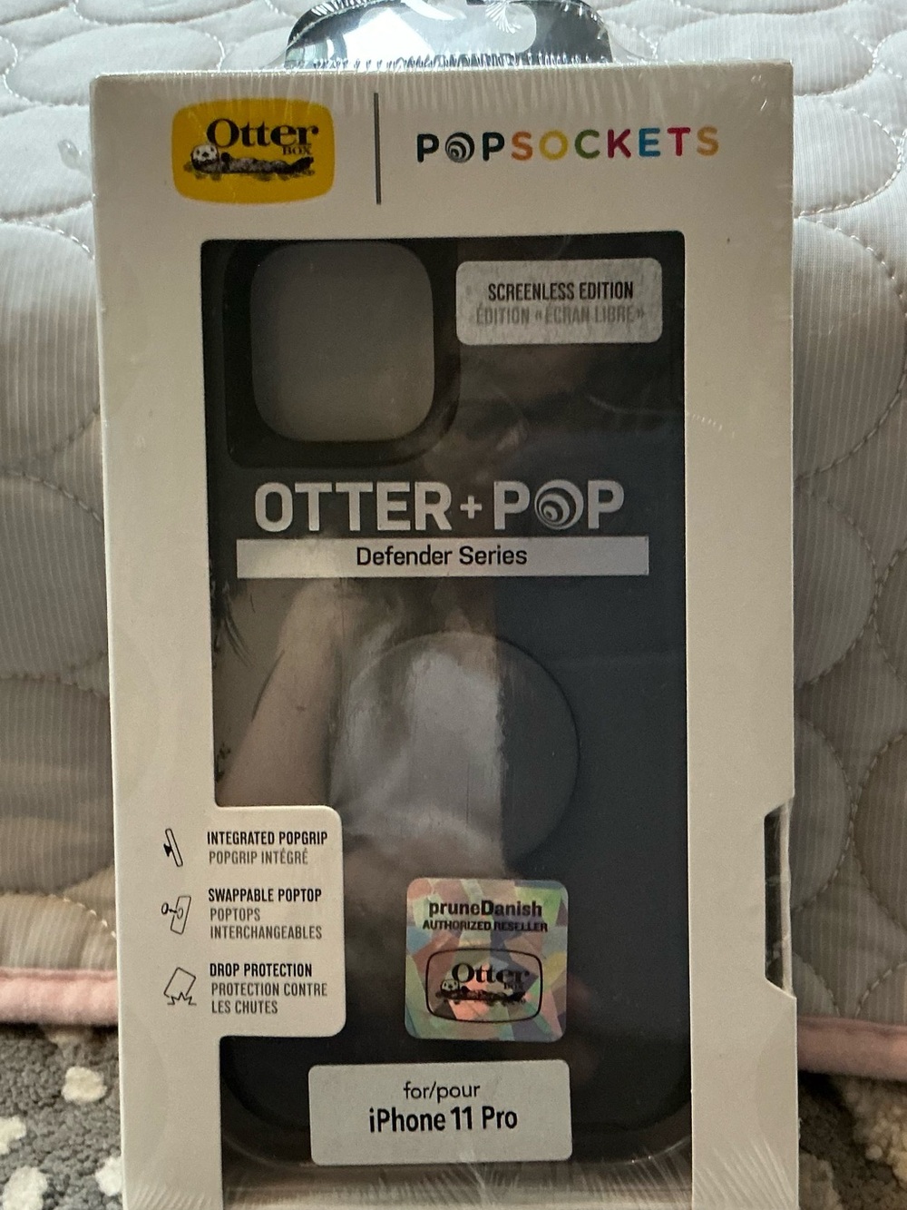hotter White and Yellow OtterBox Compatible Phone Case with PopGrip Packaging